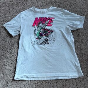 Nike White Tee with iguana surfing size large